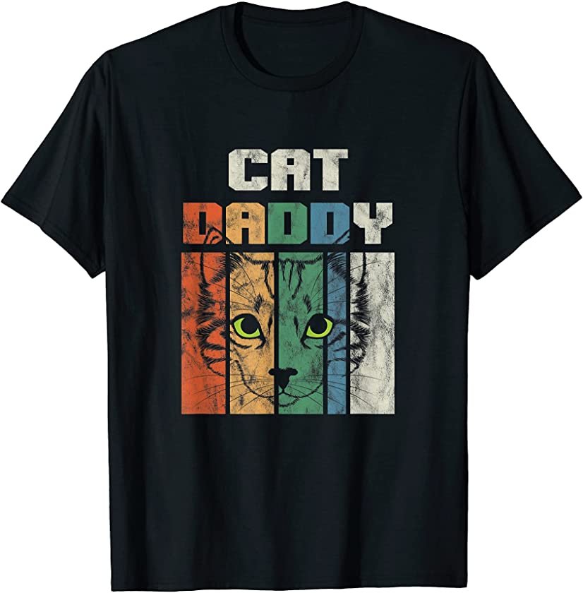 Retro Cat Dad Daddy Cool Kitten Lover Vintage Pet Pets T-Shirt