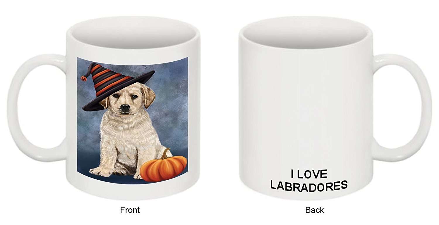 Christmas Happy Holidays Labrador Puppy Wearing Witch Hat Mug Cmg0657