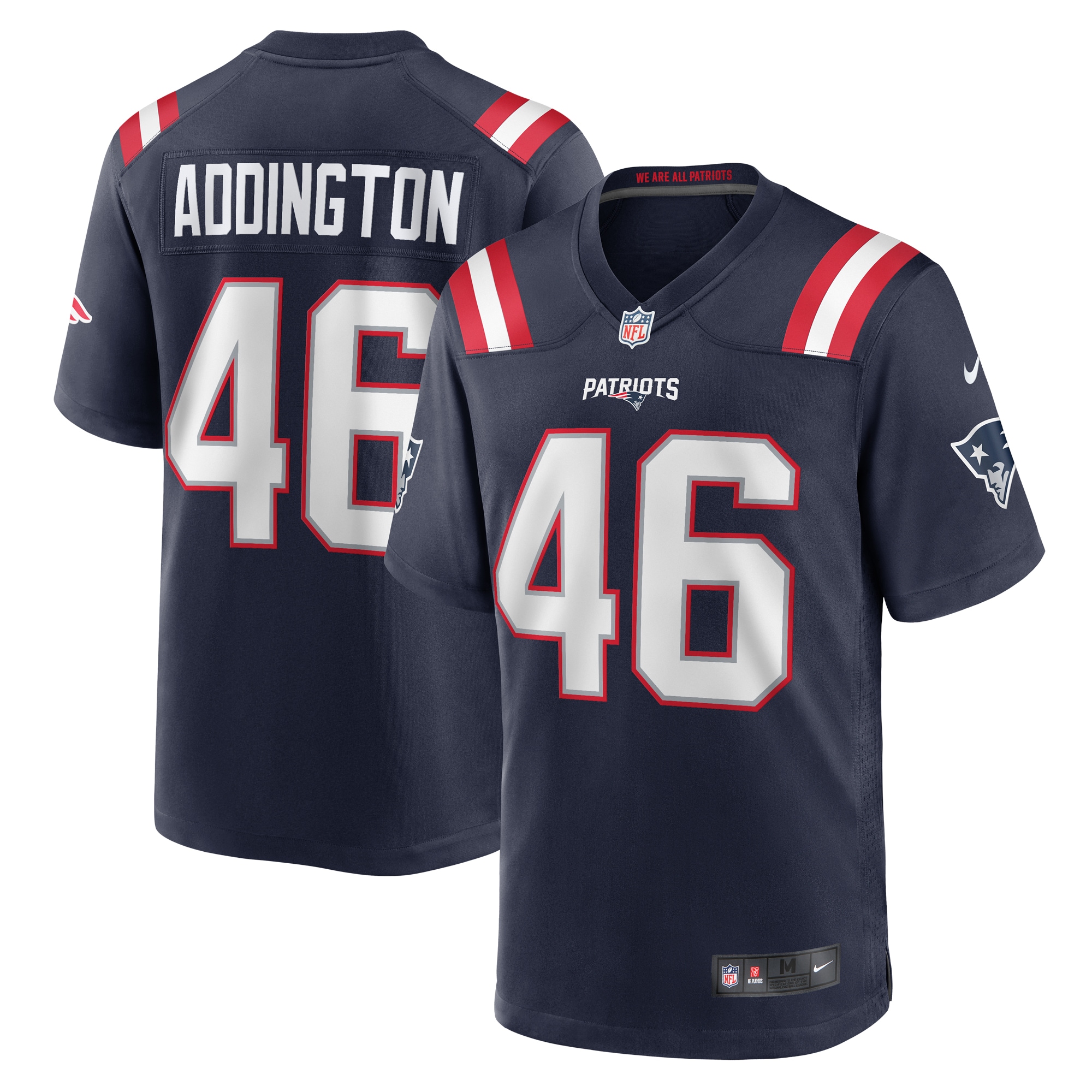 Men’s New England Patriots Tucker Addington Navy Home Game Player Jersey