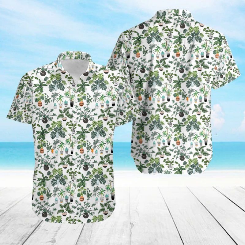 Unifinz Gardening Hawaiian Shirt Plants Pots White Aloha 2022 Ha77483