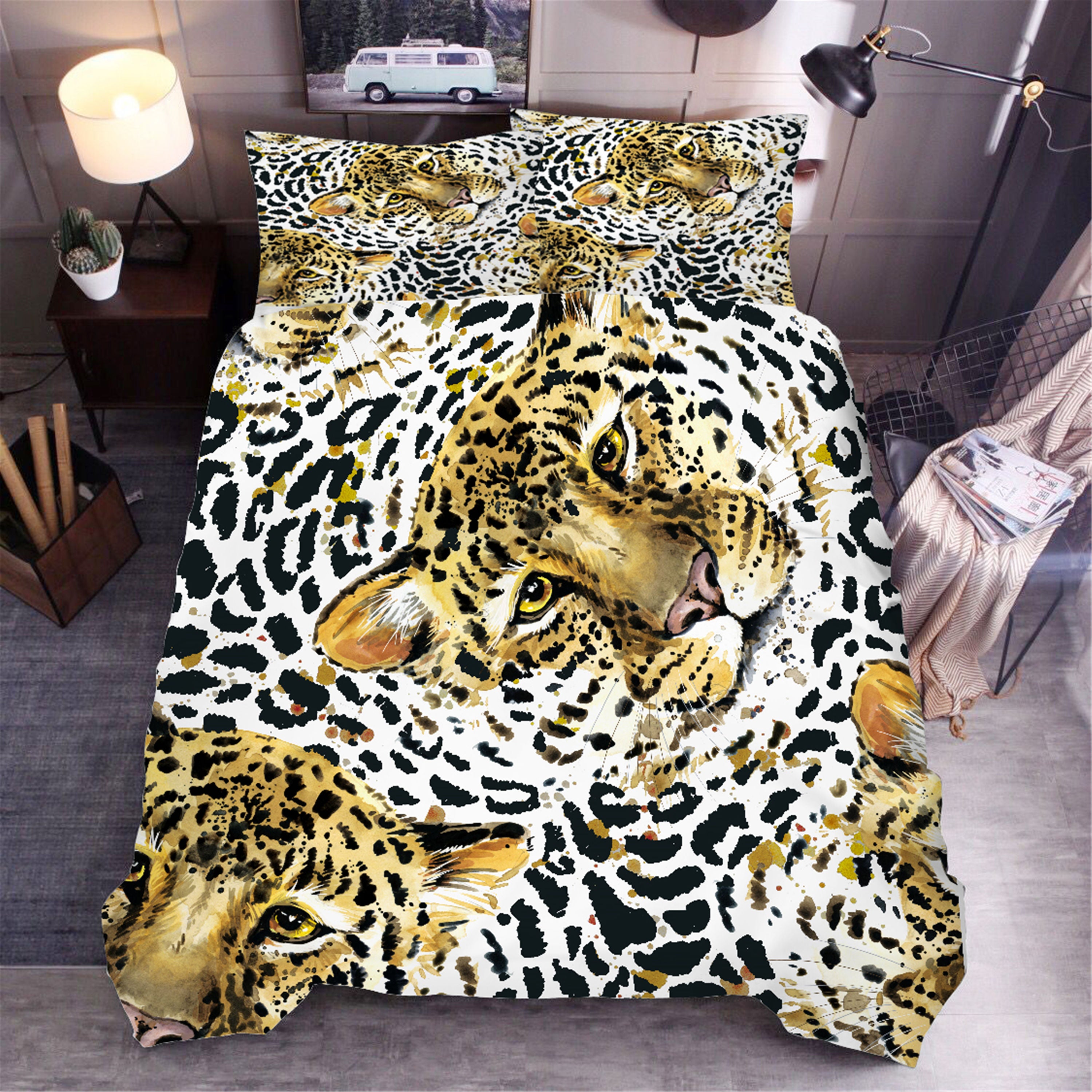 3D Leopard Quilt Cover Set Bedding Set Duvet Cover Pillowcases Sf08