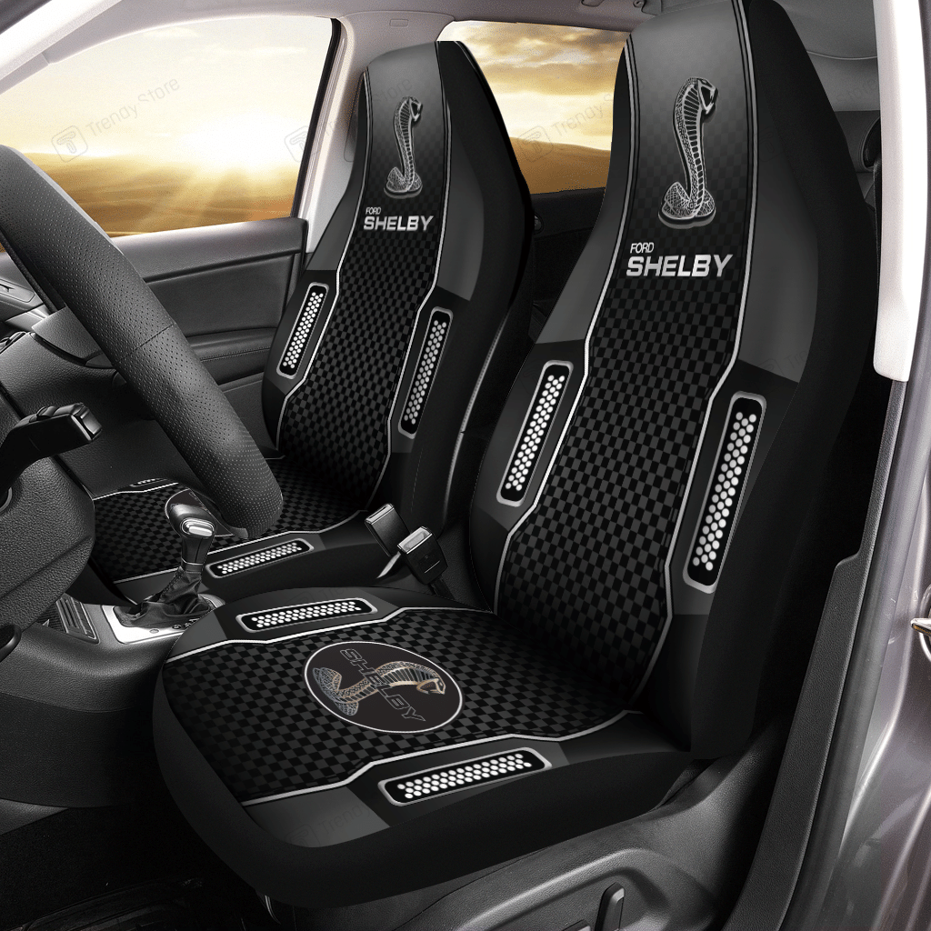 Ford Shelby Mustang Car Seat Cover (Set Of 2) Black