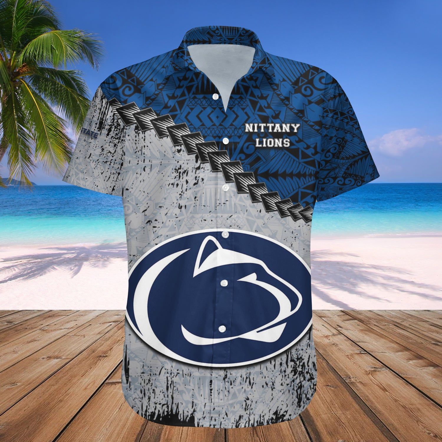 Penn State Nittany Lions Hawaii Shirt Grunge Polynesian Tattoo – NCCA