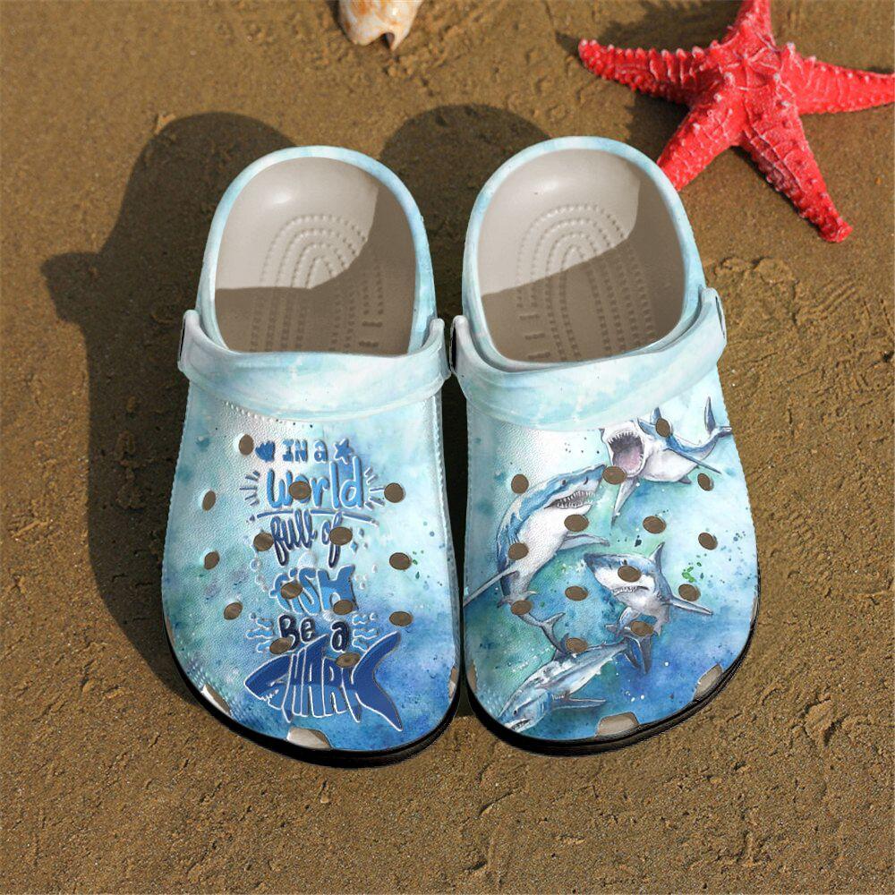 Shark Personalized Clog, Custom Name, Text, Color, Number Fashion Style For Women, Men, Kid, Print 3D Be A Shark