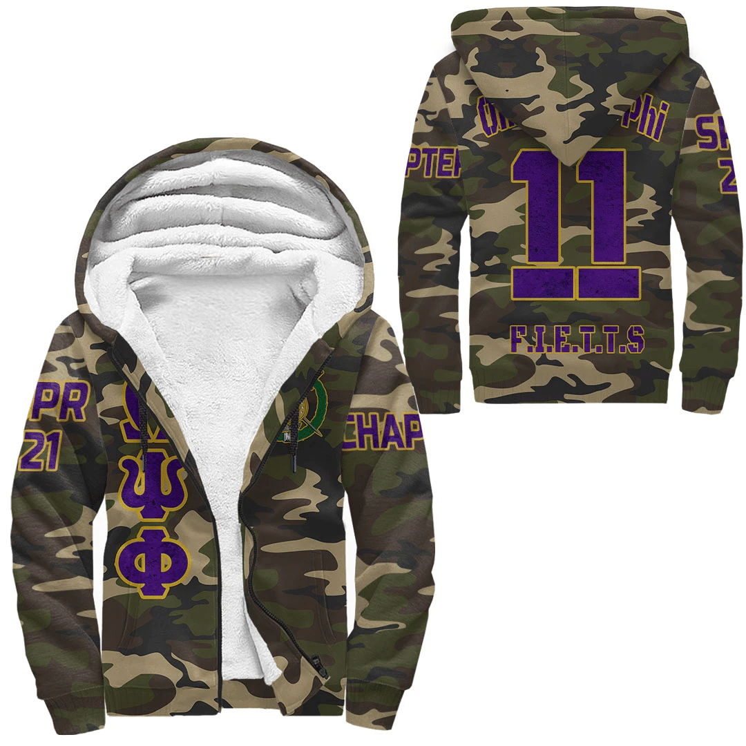 Fraternity Hoodie – Personalized Omega Psi Phi Camouflage Sherpa Hoodie