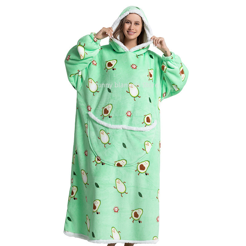 Hot Sale Super Long Hoodies Blanket Sweatshirt Cartoon Penguin Thicken Oversized Wearable Blanket Flannel Giant Lazy TV Blankets alx