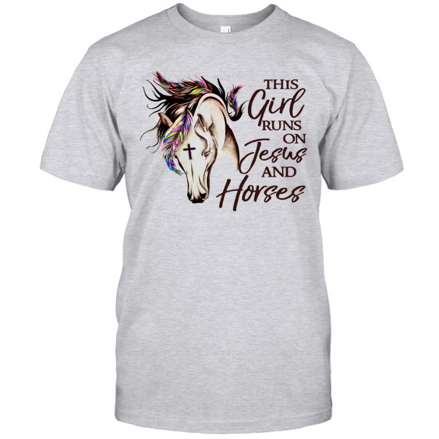 This Girl Runs On Jesus And Horses Christians Horses Shirt