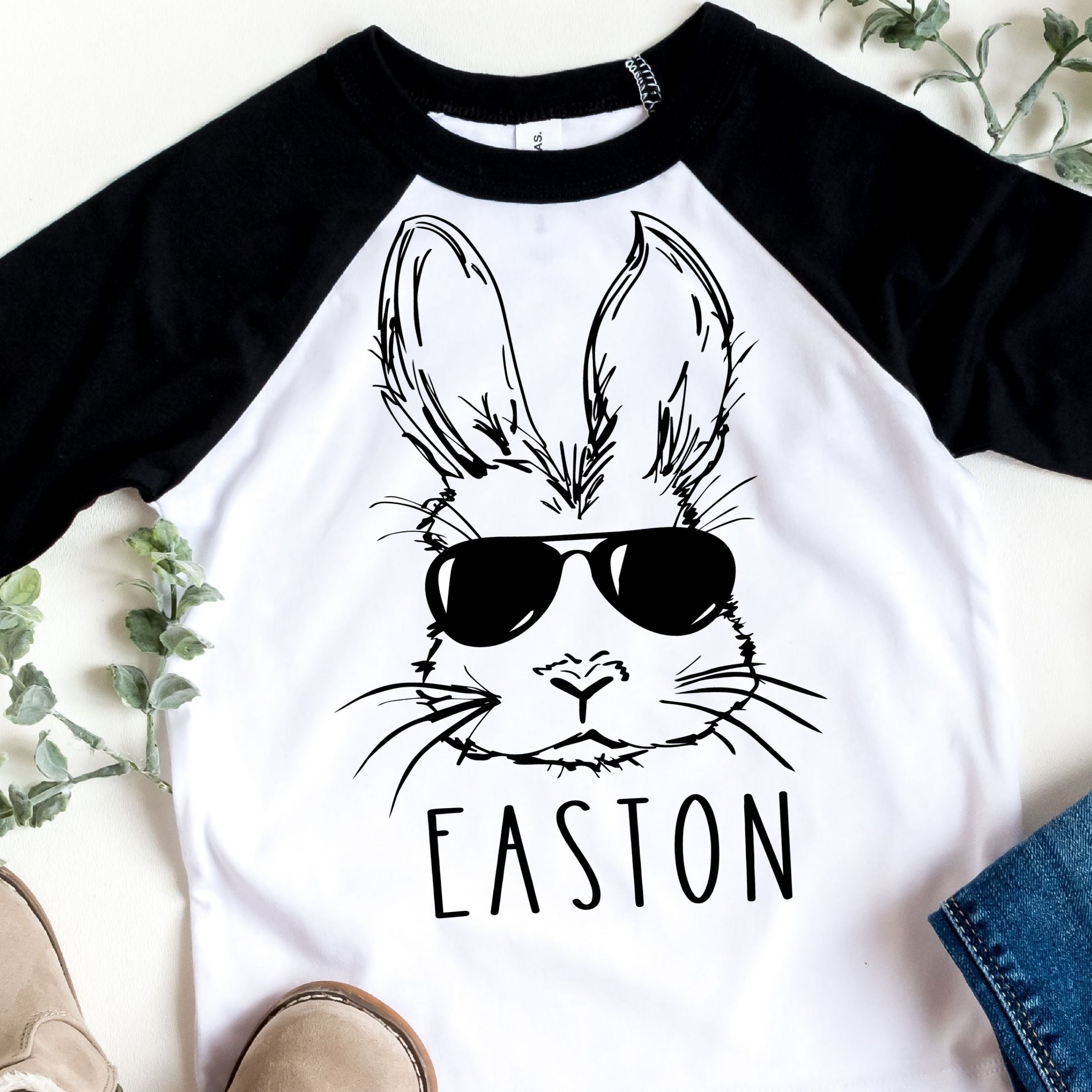 Personalized Cool Bunny Raglan Tee