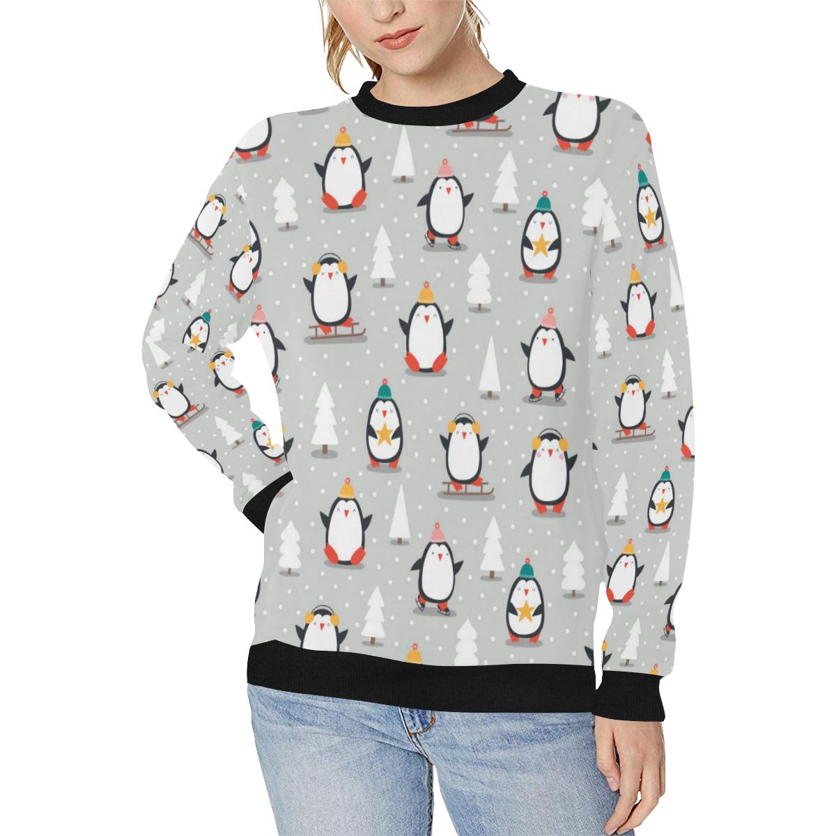 Cute Penguin christmas pattern Women’s Crew Neck Sweatshirt