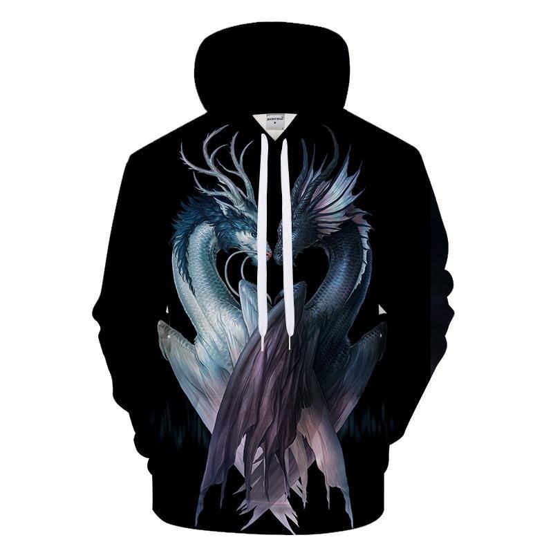 Yin & Yang Dragon Heart Hoodie (Black or White)