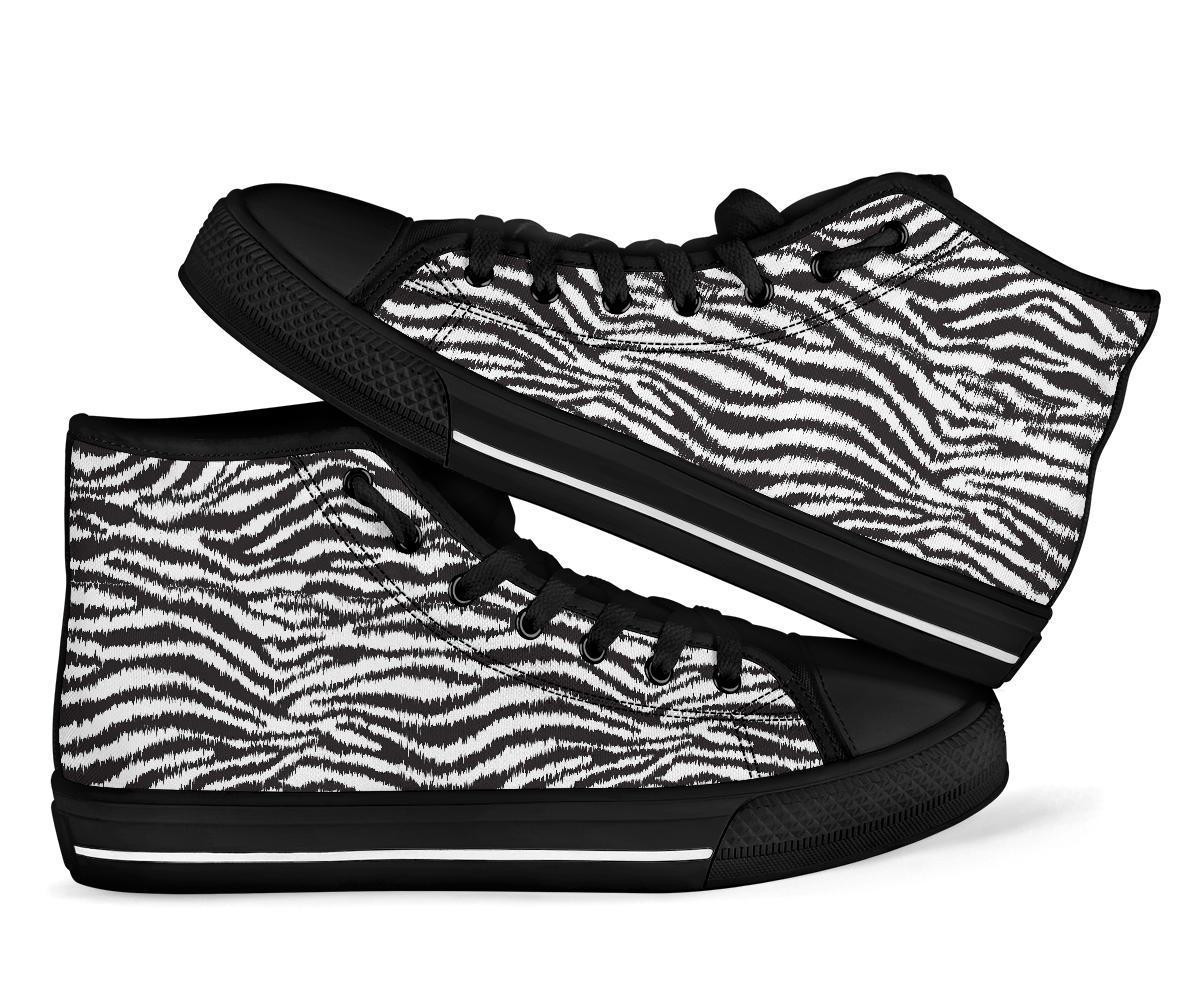 White Tiger Pattern Print High Top Shoes