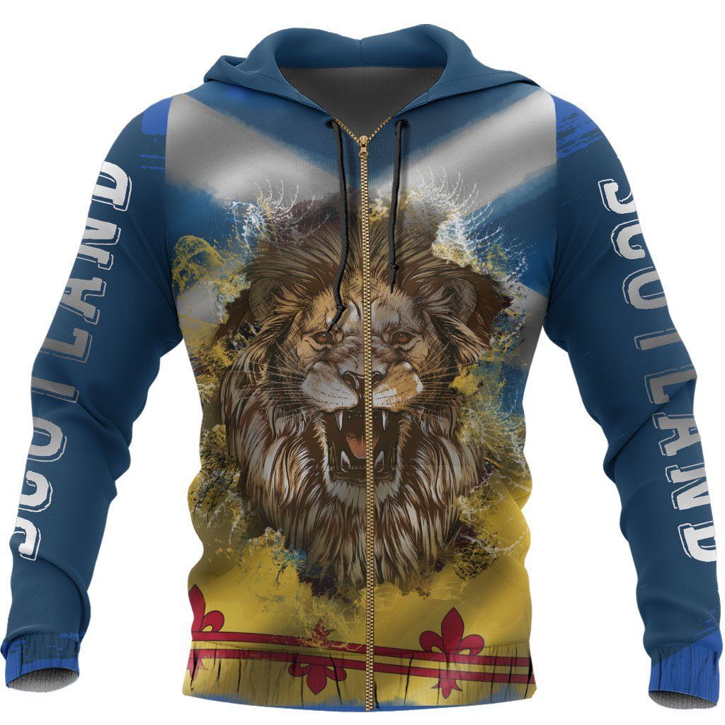 Unisex Scotland Flag Cotland Rampant Lion & Royal Banner A 3D Zip Hoodie All Over Print