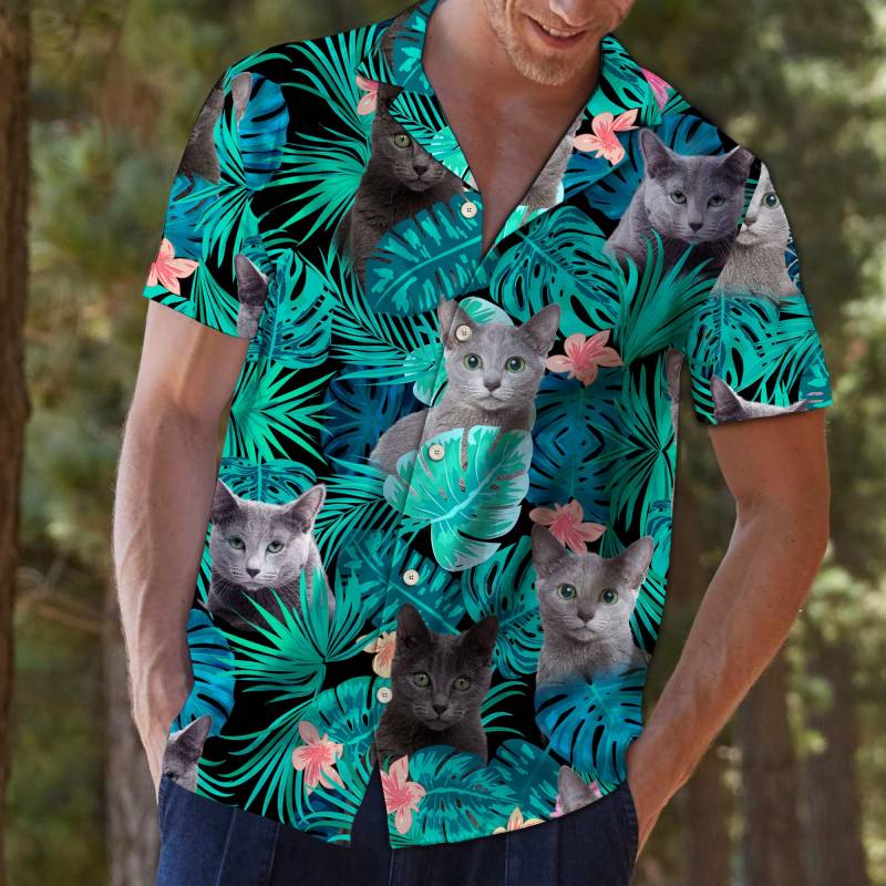 Tropical Russian Blue Hawaiian Shirt Ha28894