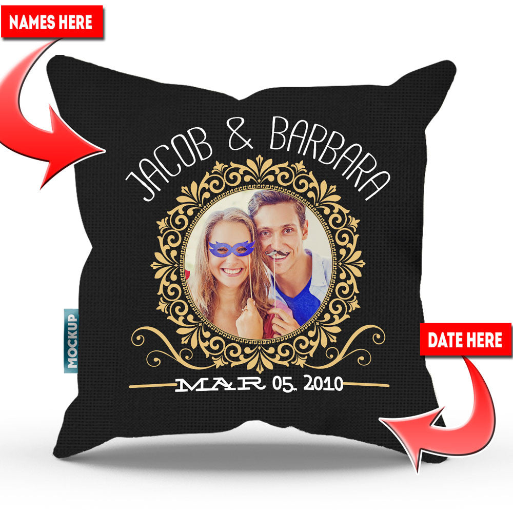 Couple Photo Personalized Throw Pillow Cover – 18″ X 18”
