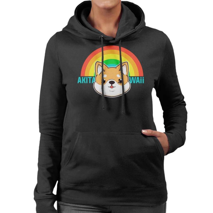Akitawaii Hawaii Akita Rainbow Women’s Hooded Sweatshirt