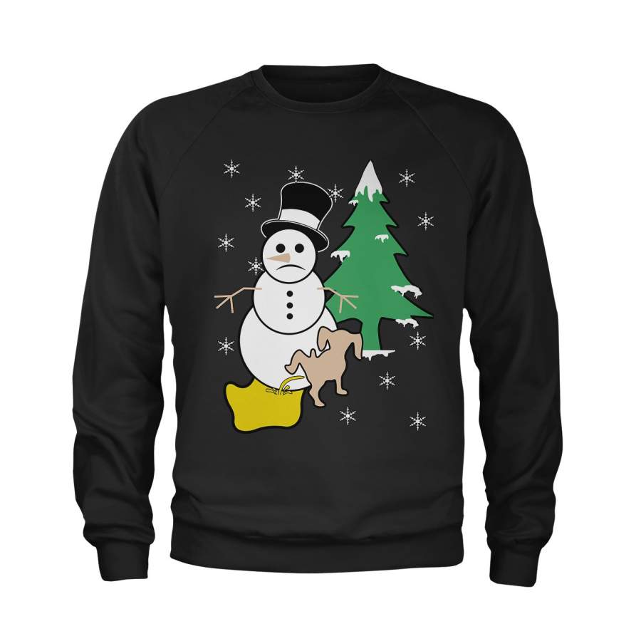 Snowman With Dog Peeing Ugly Christmas Youth-Sized Crewneck Sweatshirt