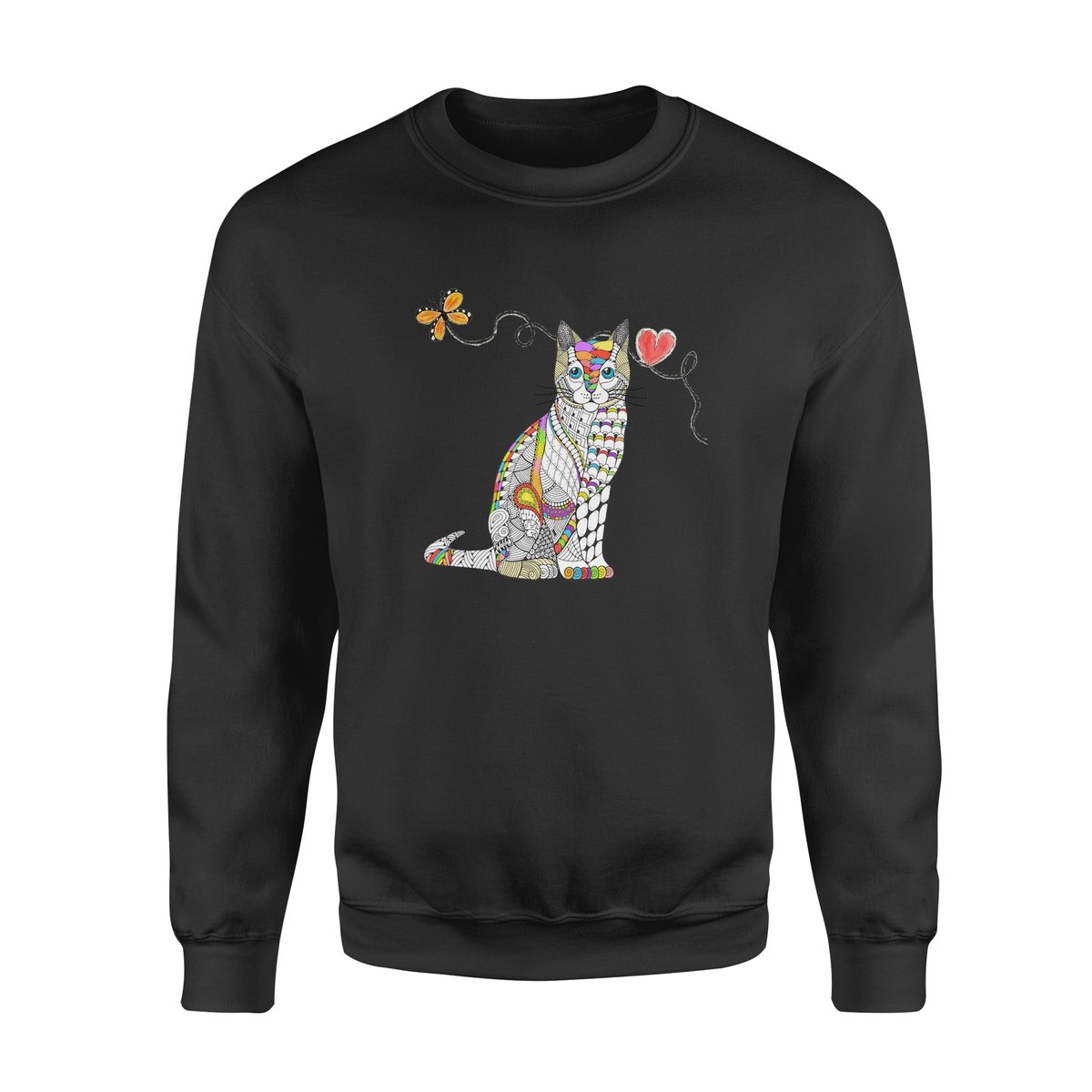 Zentangle Rainbow Cat – Standard Crew Neck Sweatshirt,Gift For Cat Lover T-Shirt Hoodie All Color Size S-5Xl