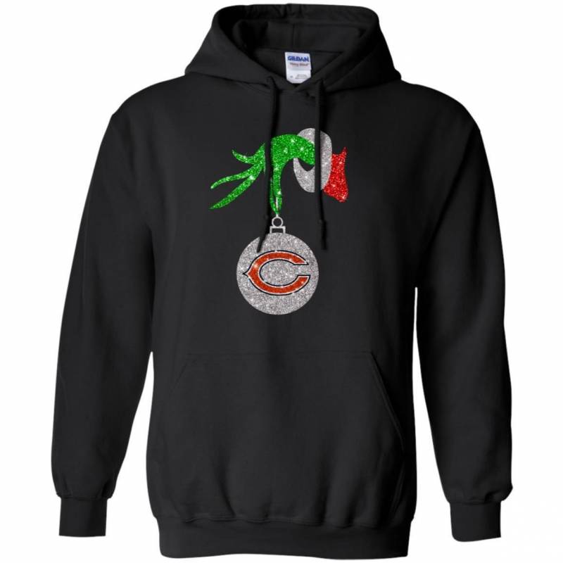 Chicago Bears Glitter Grinch Monogram Ornament Christmas Gift Hoodies T-Shirt