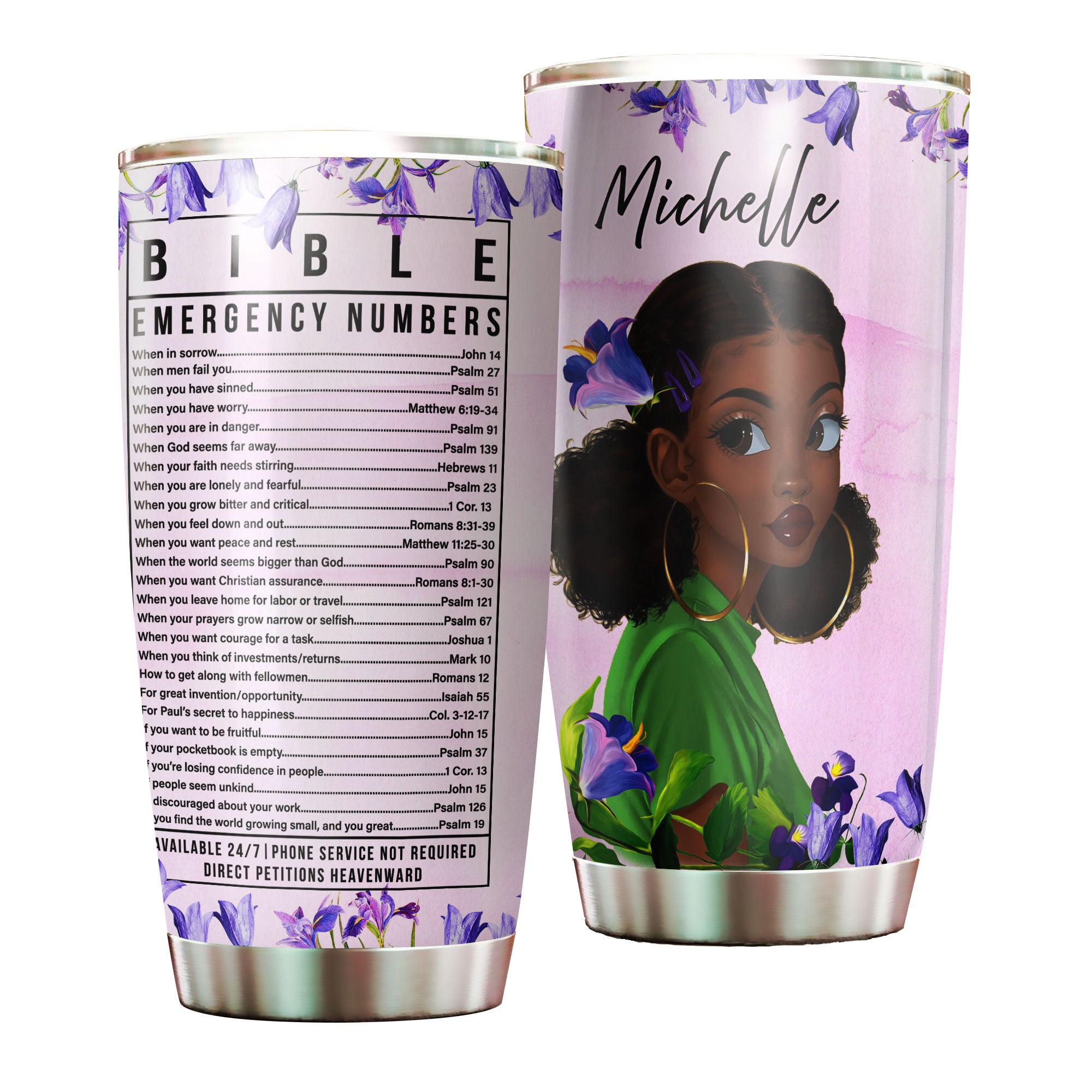 Personalized Black Women Bible Stainless Steel Tumbler – Double-Walled Insulation Vacumm Flask – Gift For Black Queen, International Women’S Day, Hippie Girls 04