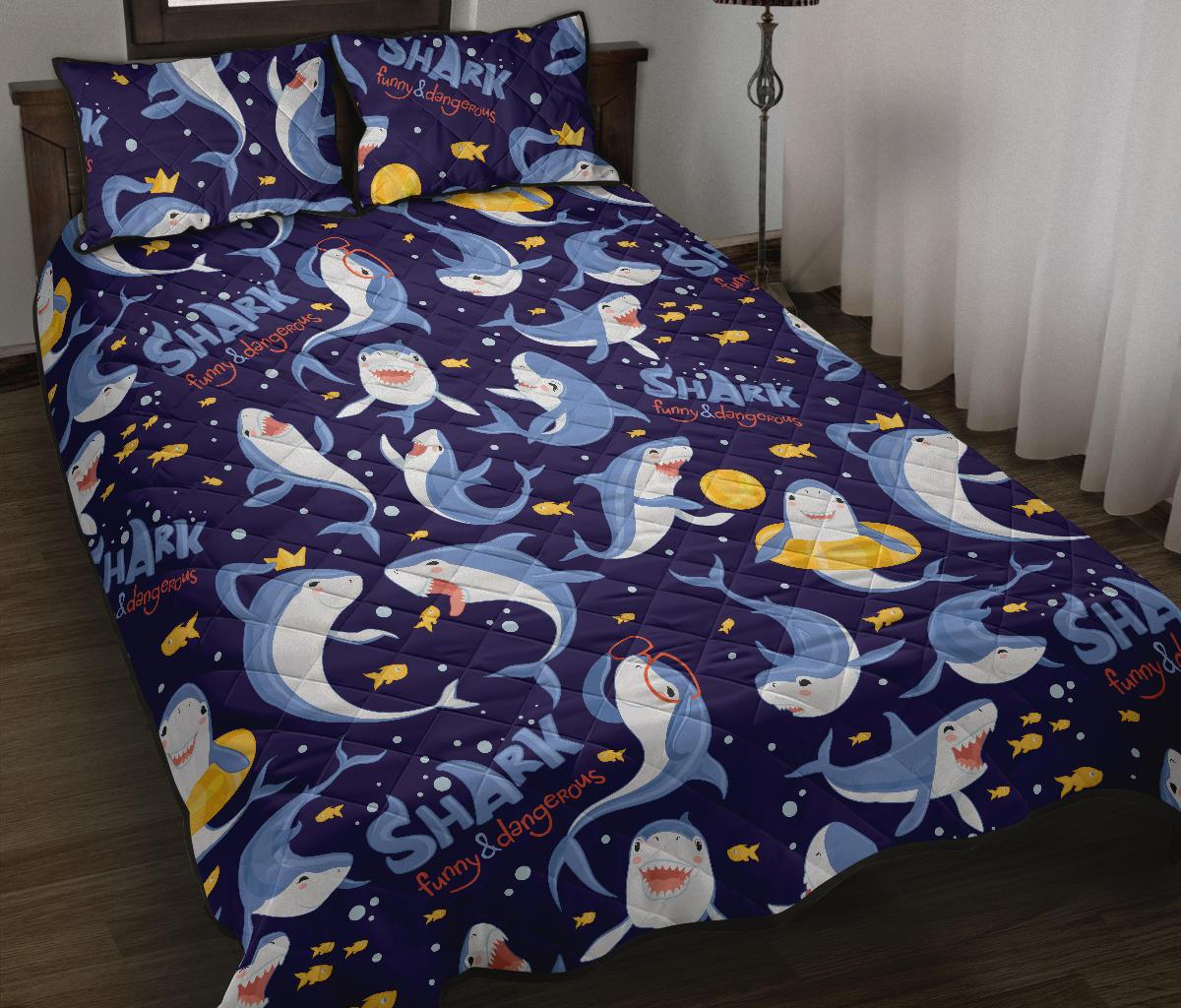 Shark Funny Pattern Quilt Bed Set