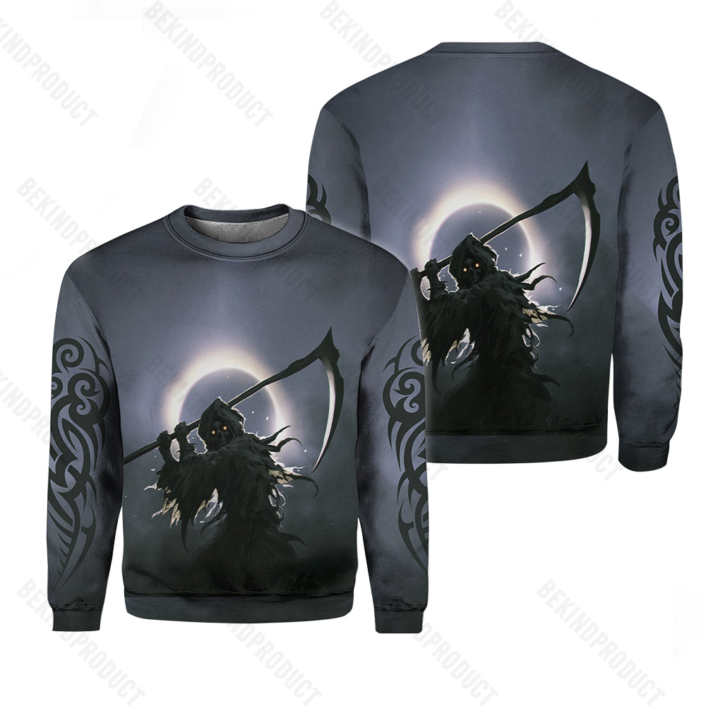 Death In The Night By Grim Reaper Halloween Crewneck Sweatshirt All Over Print Sweatshirt For Women Sweatshirt For Men