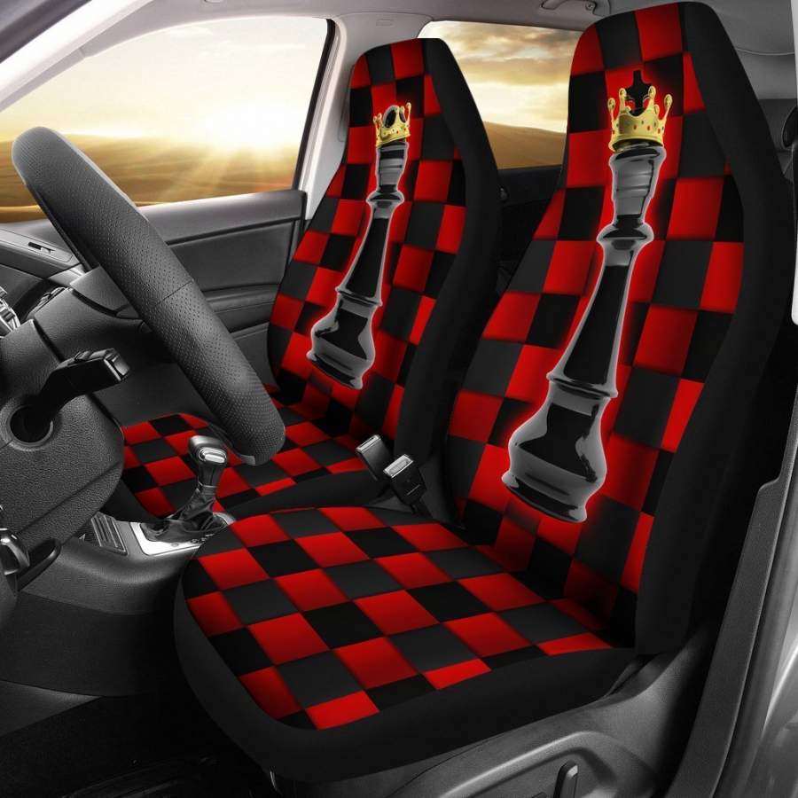 Fantastic Love Of Black King And Queen Chess Car Seat Covers (Set Of 2)