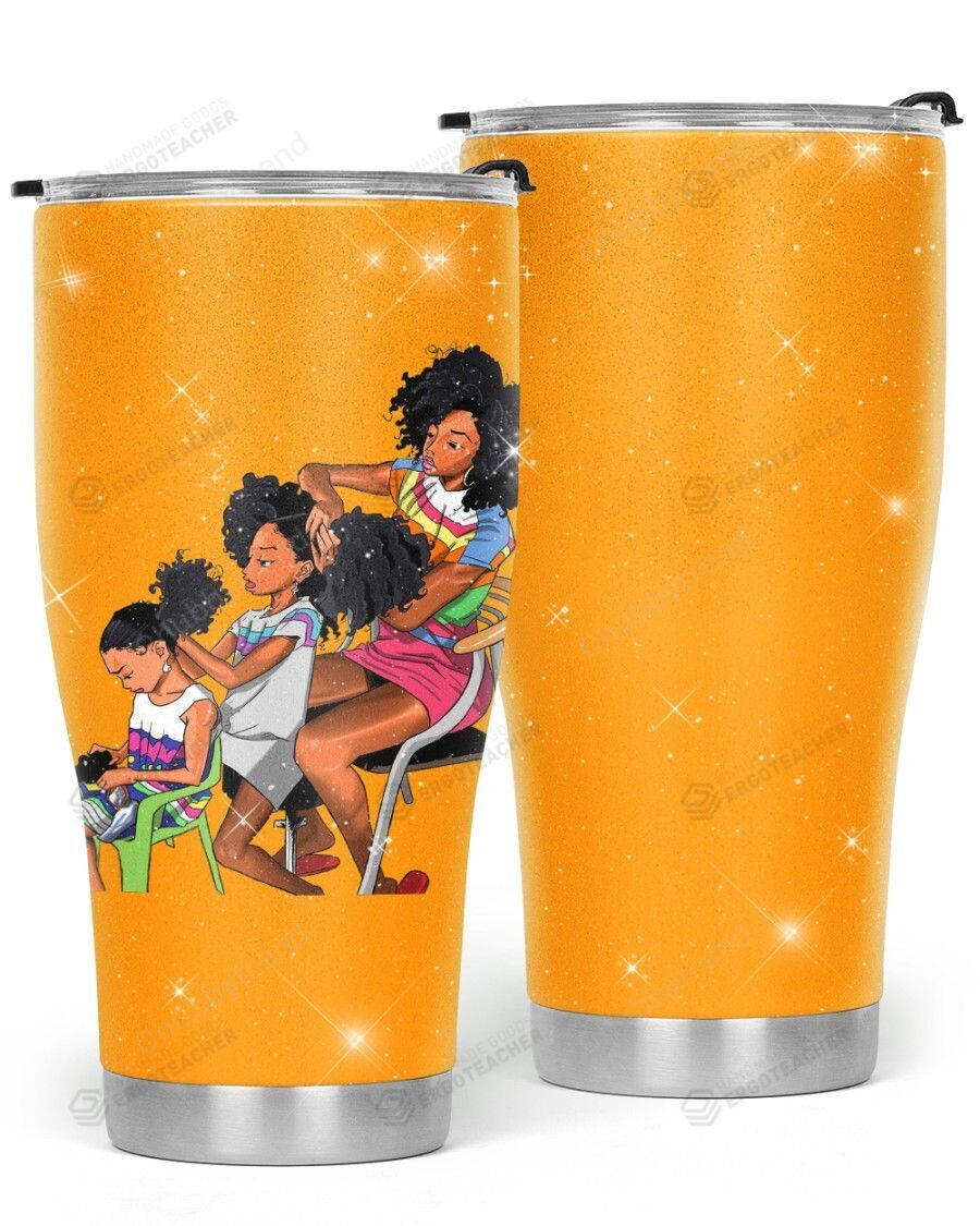 Melanin Girls Love Your Natural Hair Stainless Steel Tumbler, Tumbler Cups For Coffee Or Tea, Great Gifts For Thanksgiving Birthday Christmas