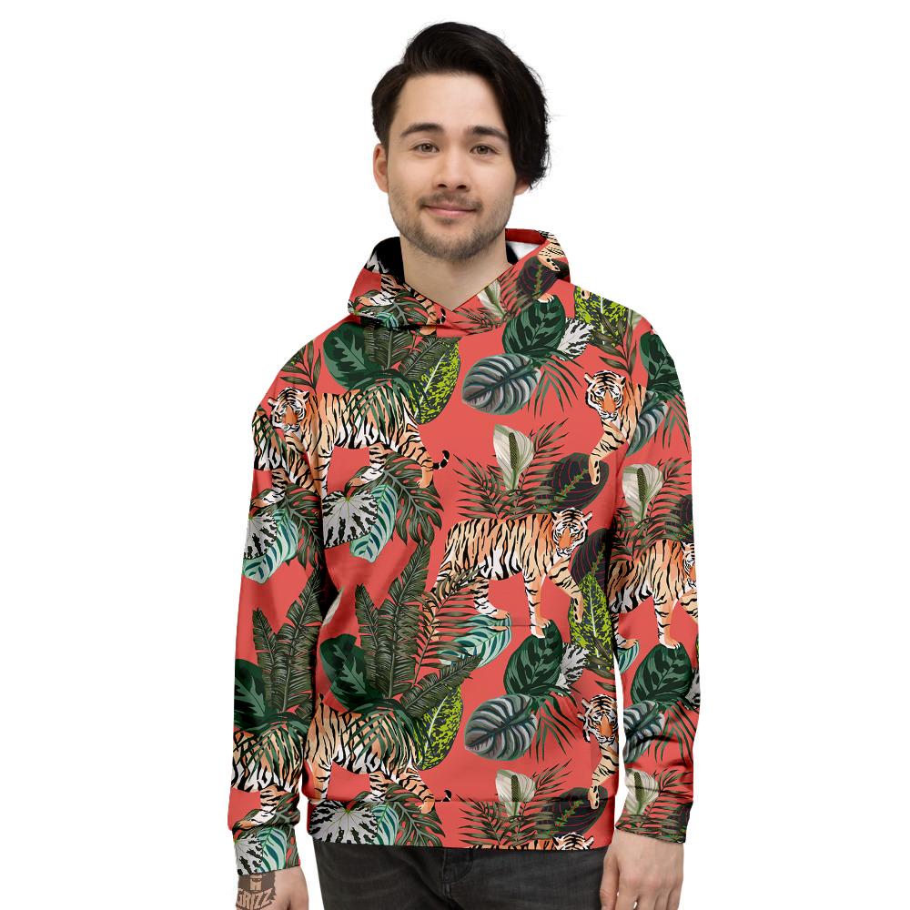 Tiger Tropical Print Pattern Men’S Hoodie