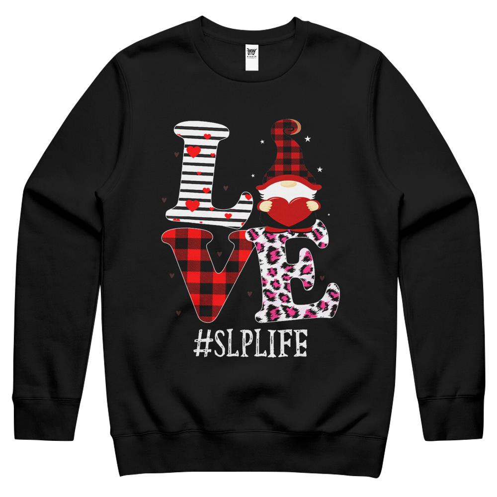 Slp Love Women Leopard Red Plaid Appreciation Valentine Crewneck Sweatshirt