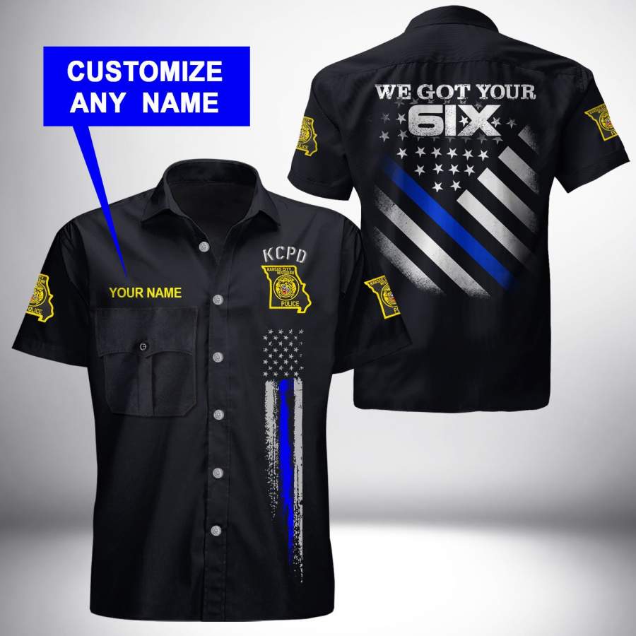 PERSONALIZED NAME Kansas City Police Department Button Shirt 3D Full Printing