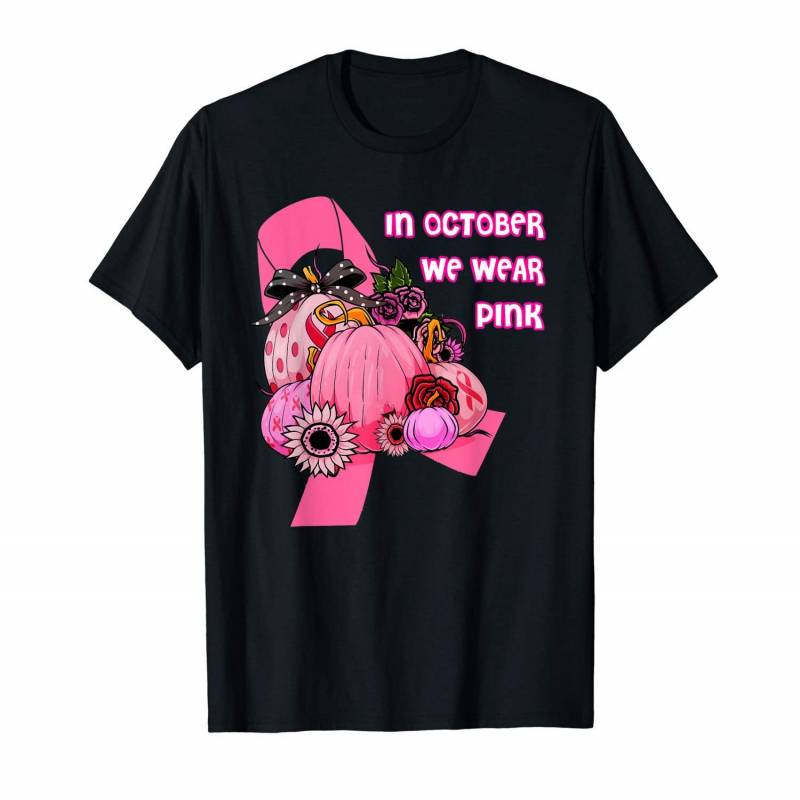 Halloween -in October We Wear Pink Pumpkin Breast Cancer T-shirt