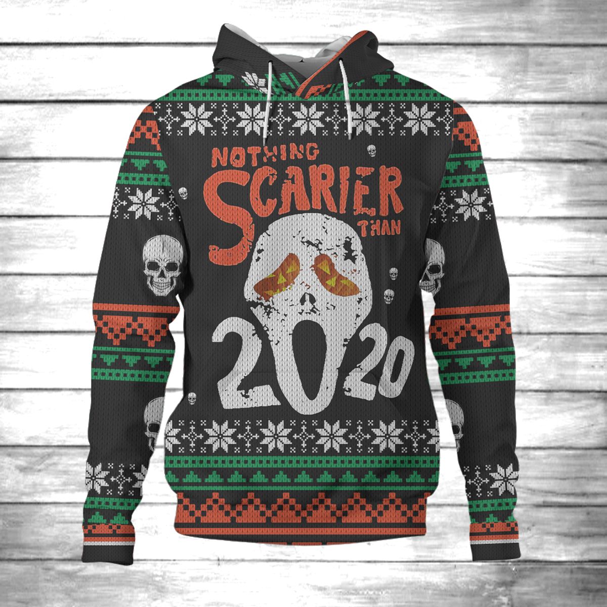 AmazeStyleZ 3D Knitting Pattern Ugly Christmas Hoodie/Sweater Skull Scarier 2020 3D Hoodie Gift For Skull Lover 3D Printed Hoodies