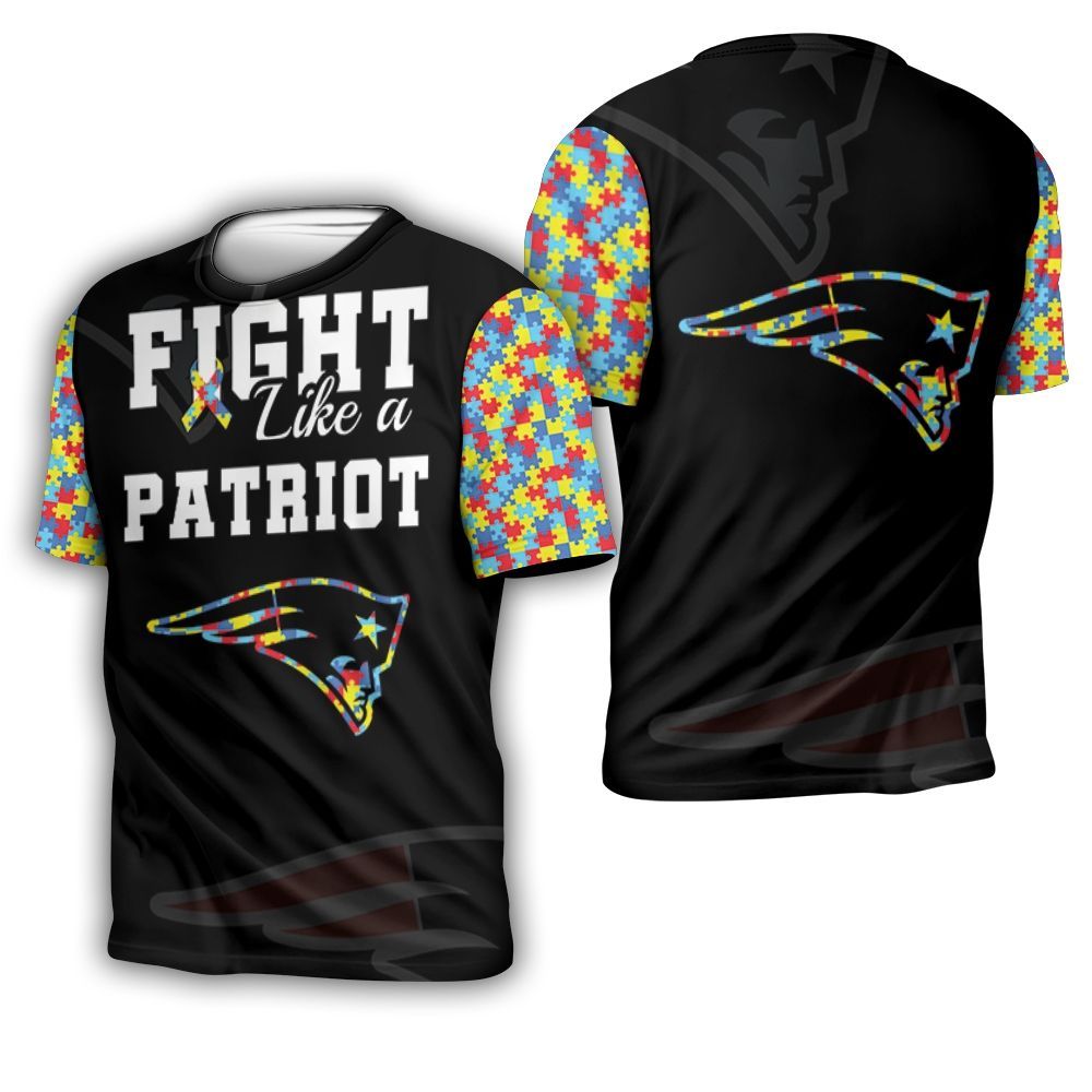 Fight Like A New England Patriots Autism Support 3D T-Shirt