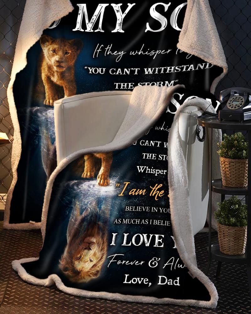 [Personalized Name] Lion Dad I Am The Storm Fleece Blanket, Sherpa Blanket, Gift For Family Member, Friends Gift, Christmas Gift, Home Decor, Home Living