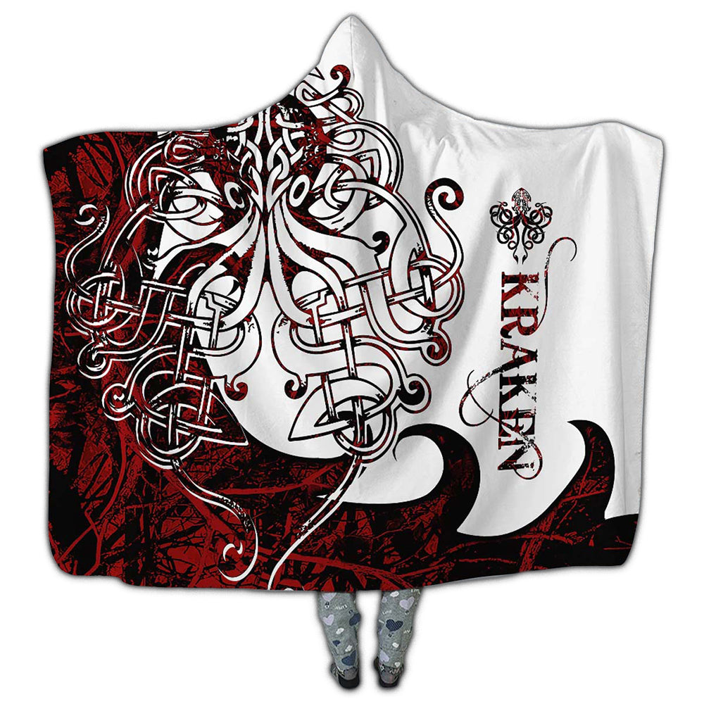 Viking Kraken Legend Red And White Cool Style – Hoodie Blanket  – Owl Ohh