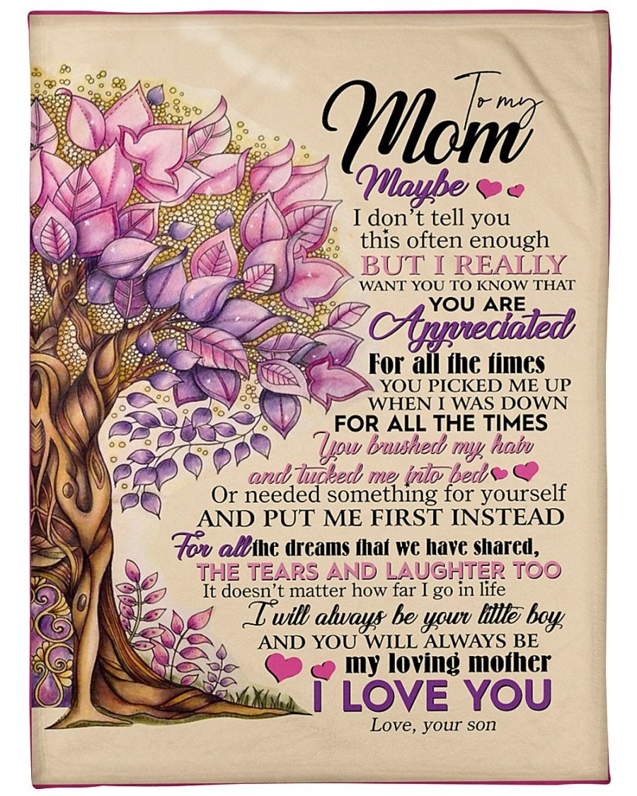 To My Mom I Will Always Be Your Little Boy Fleece Blanket Birthday Gift Mother’S Day Gift Family Gift Gift For Mom Gift From Son To Mom Home Decor Bedding Couch Sofa Soft And Comfy Cozy