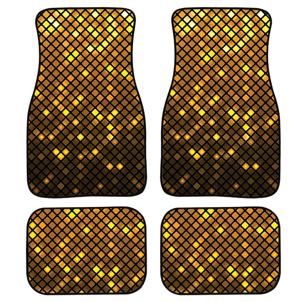 Gold Disco Lights Pattern Print Front And Back Car Floor Mats, Front Car Mat