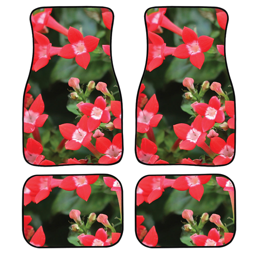 Red Bouvardia Print Front And Back Car Floor Mats, Front Car Mat