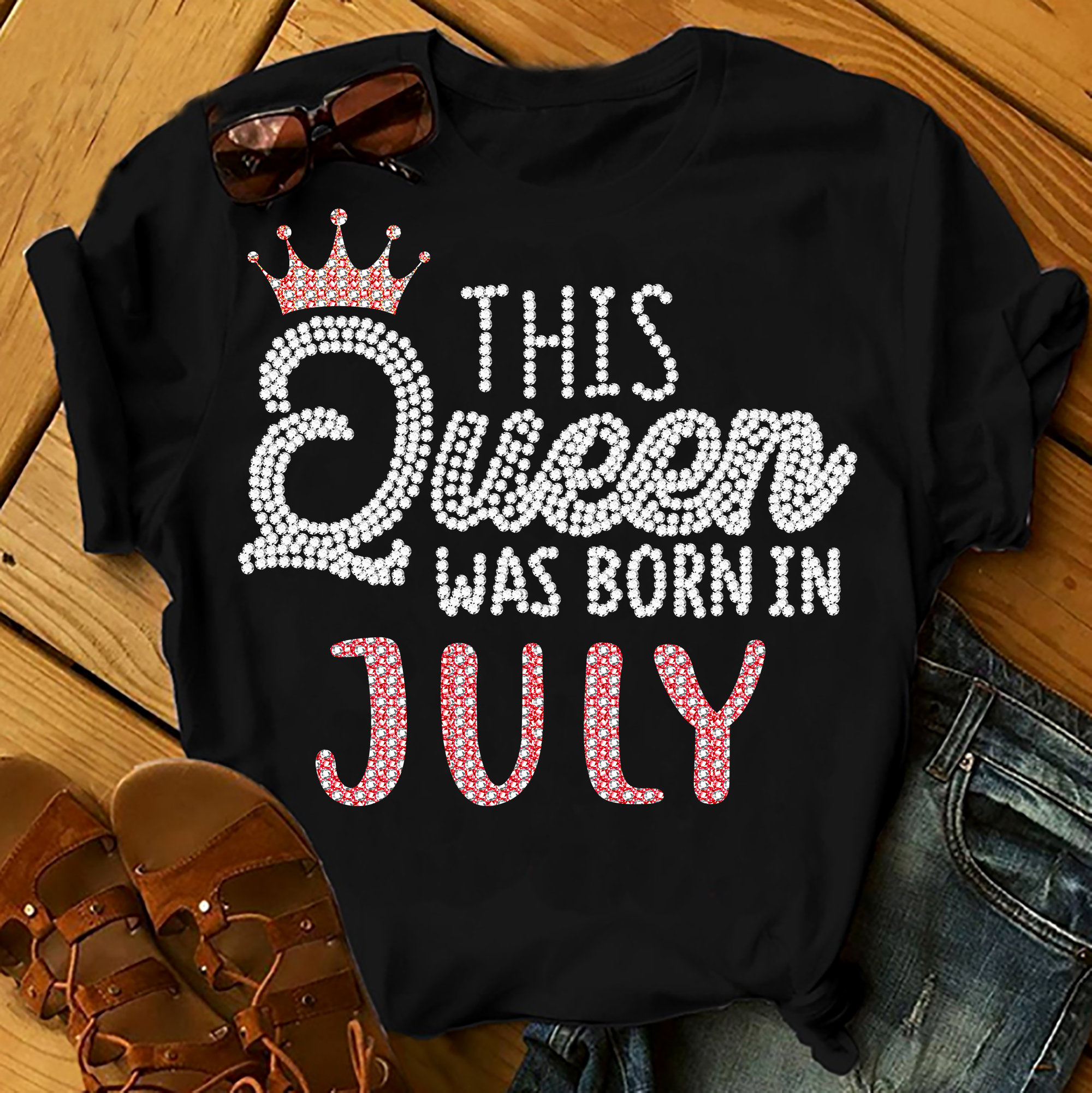 This Queen Was Born In July Shirts Women, Birthday T Shirts, Summer Tops, Beach T Shirts