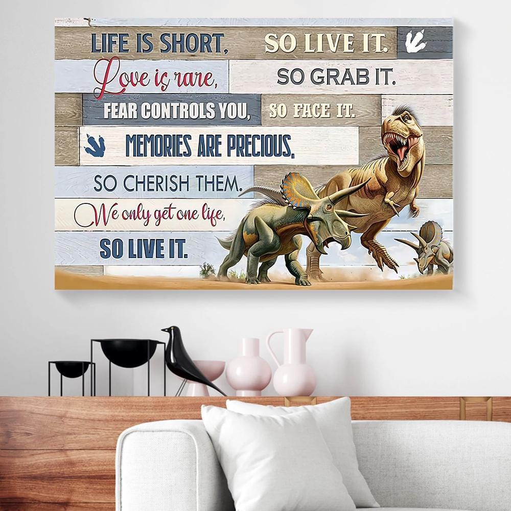 Canvas Art Prints Live Is Short So Live It Dinosaur Horizontal Canvas Wall Art Beautiful Wall Art Home Decor