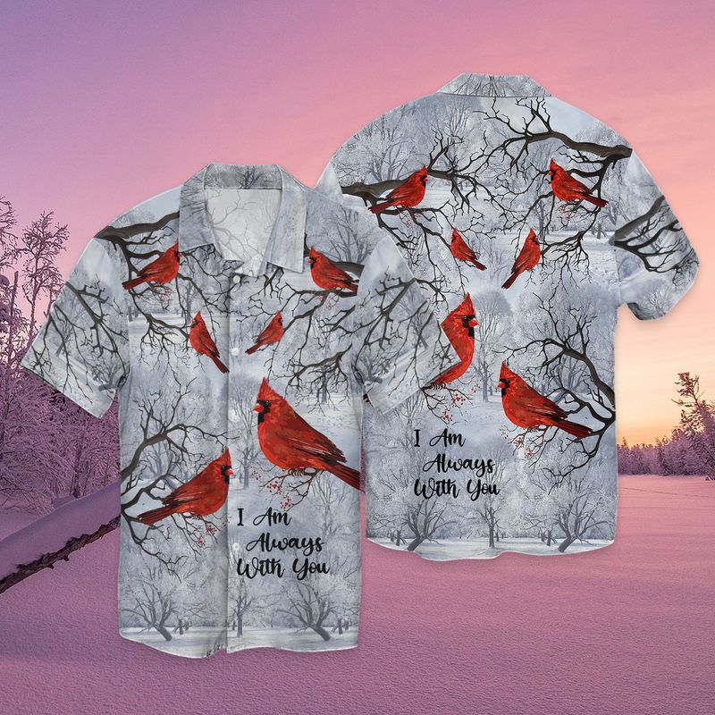 Red Cardinal Bird Always With You Full Print Hawaii Shirt Ha104393