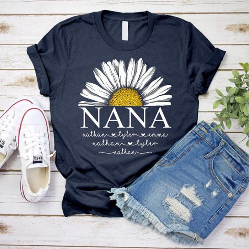 Nana Daisy Personalized Name Shirt, Daisy Nana Shirt With Grandkid’S Name, Custom Nana Shirt, Personalized Nana Shir