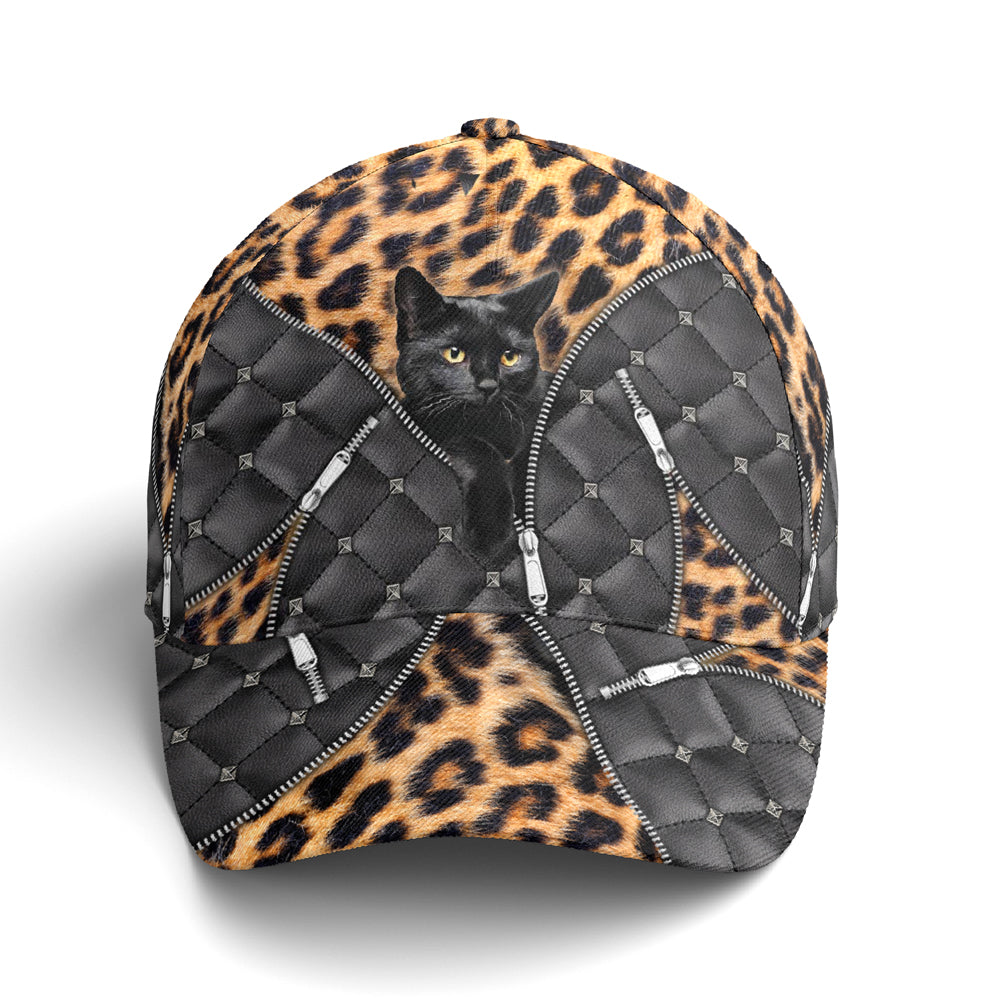 Cat Leopard Pattern Leather Style Baseball Cap Coolspod