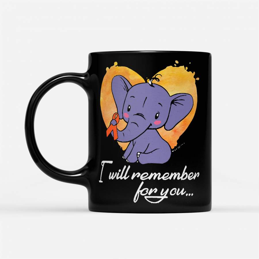 I Will Remember For You Elephant CHD Awareness Orange Ribbon Warrior – Black Mug