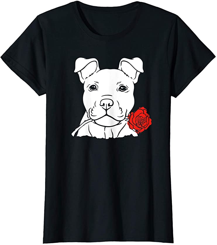 Womens Puppy Love – Rescue Dog – Cute Puppy Face Rose for Dog Lover T-Shirt