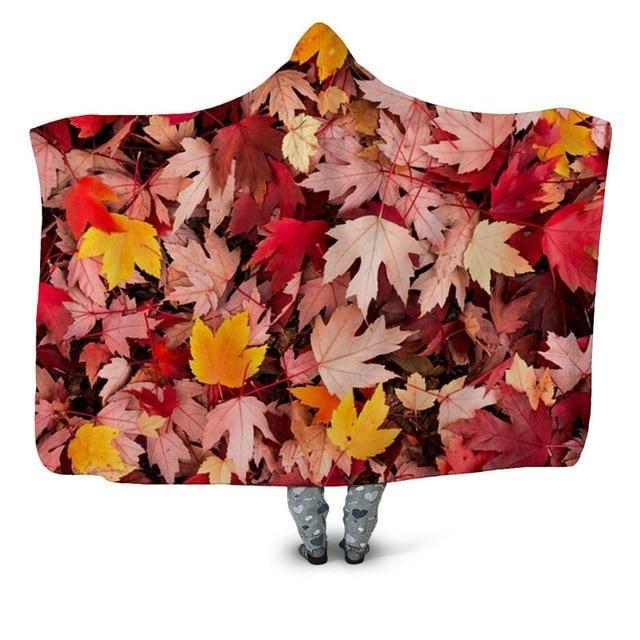Maple Leaves Blanket Hoodie Corethermax