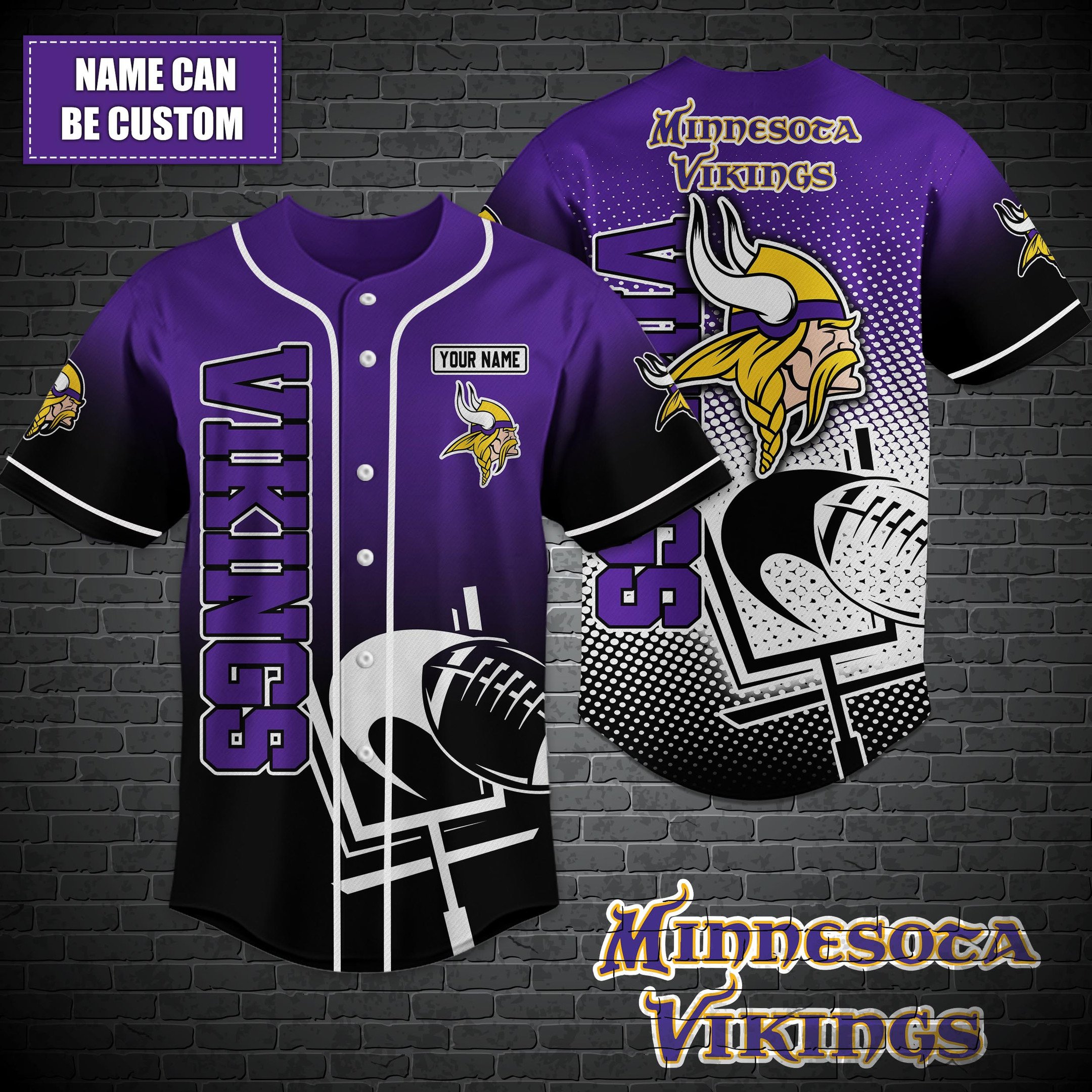 Minnesota Vikings Custom Name Baseball Shirt T-44757