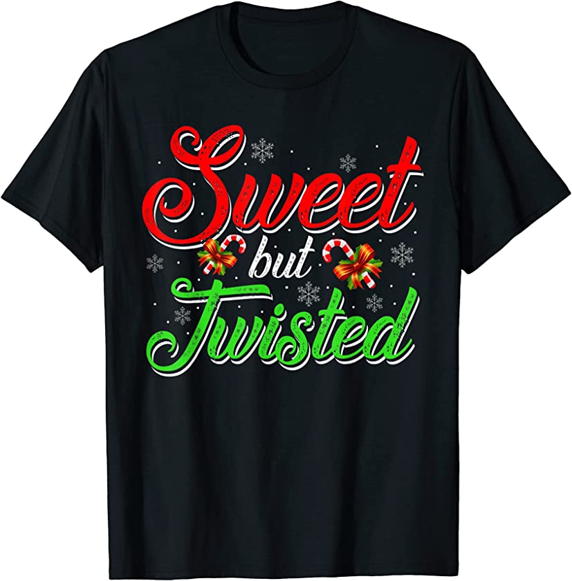 Sweet but Twisted Funny Candy Cane Christmas Mens T-Shirt