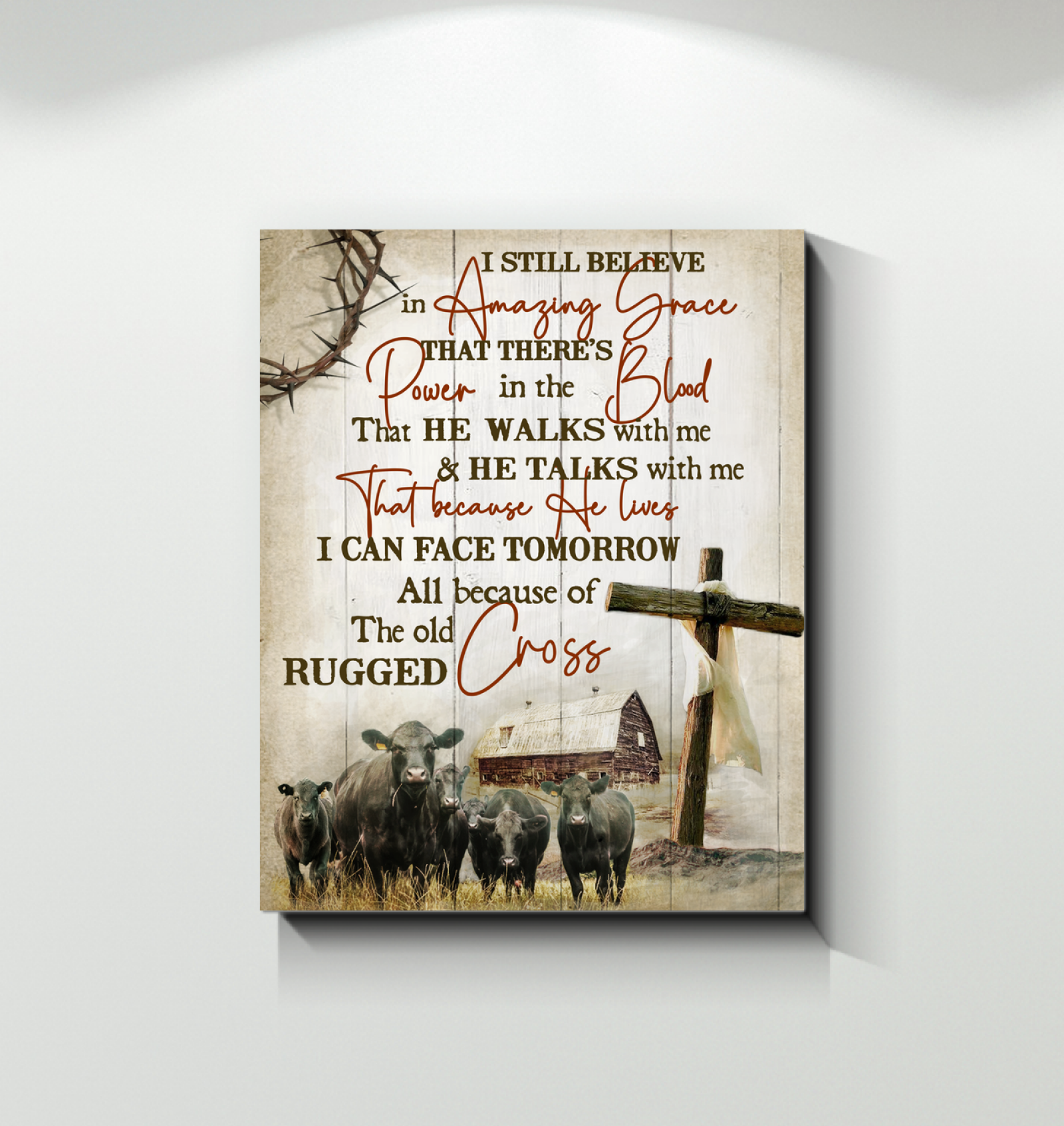 Benicee Farm The Old Rugged Cross Wall Art Canvas