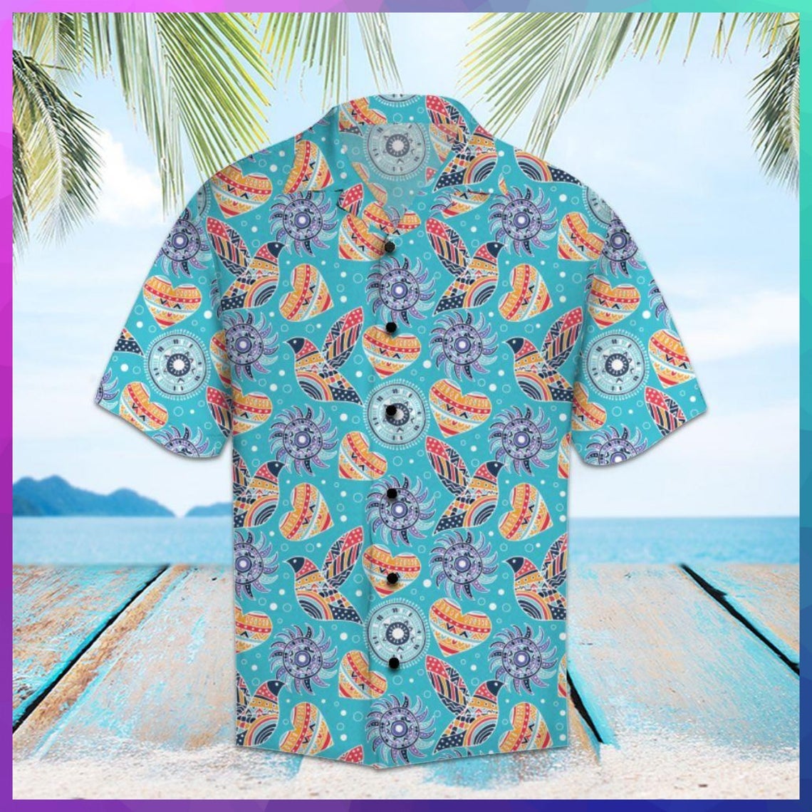 Amazing Hearts In Ethnic Style Hawaii Shirt Made Summer Beach Shirts Ha101896